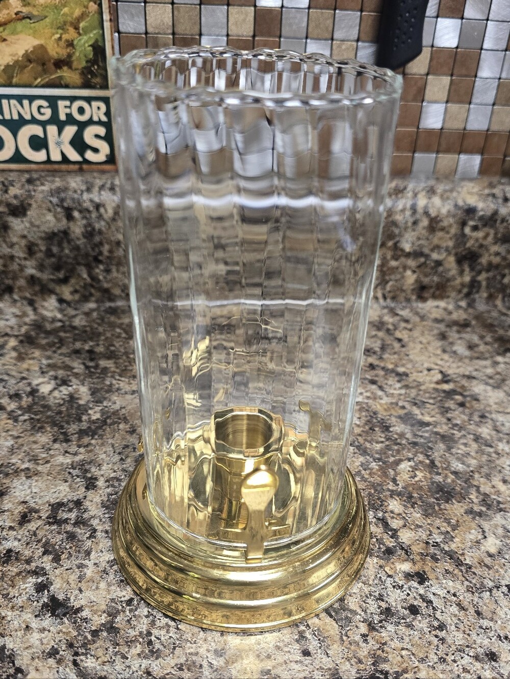 Glass Hurricane Candle Holder with Gold Base